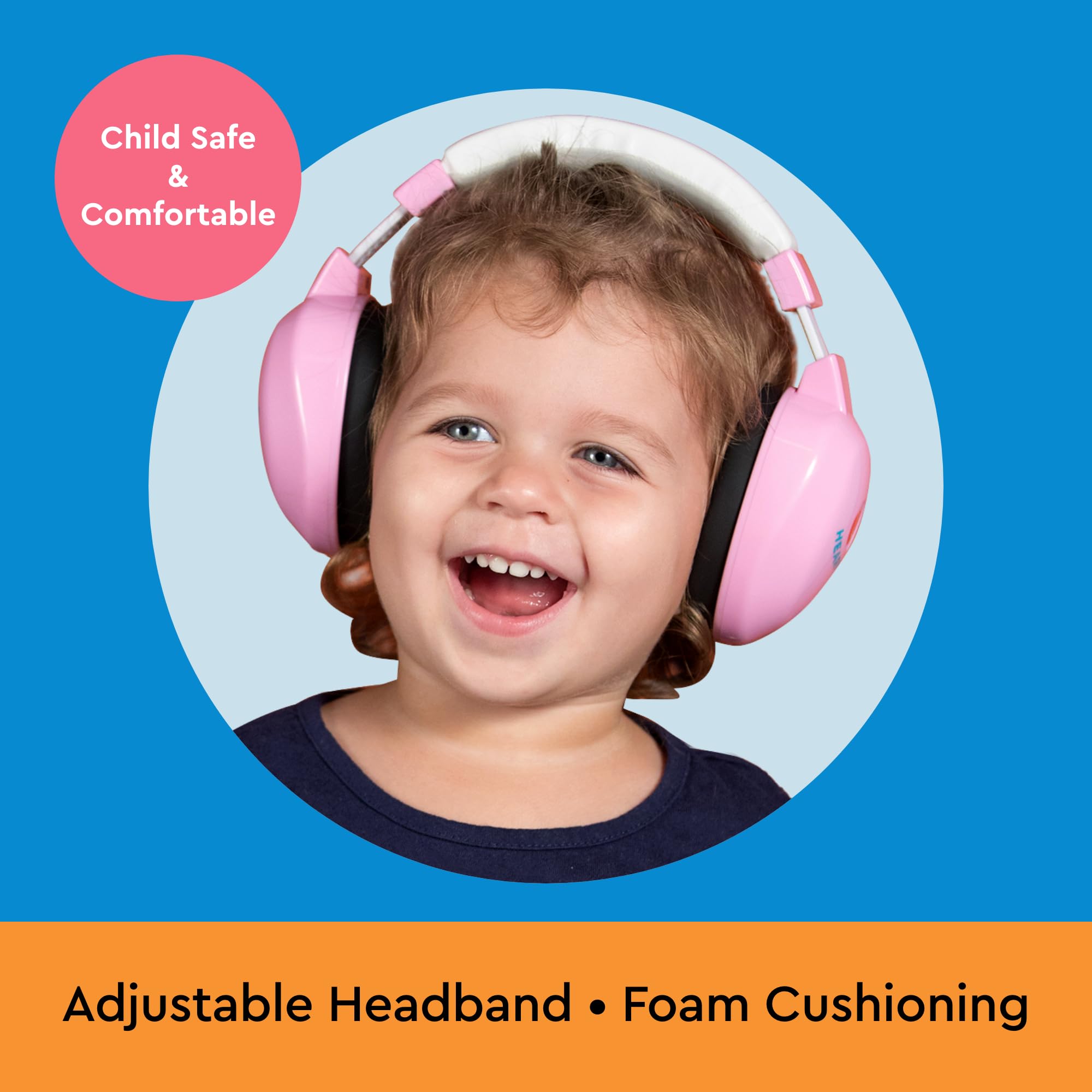 Lucid Audio HearMuffs pastel pink in-box kit with manual and charging cable.