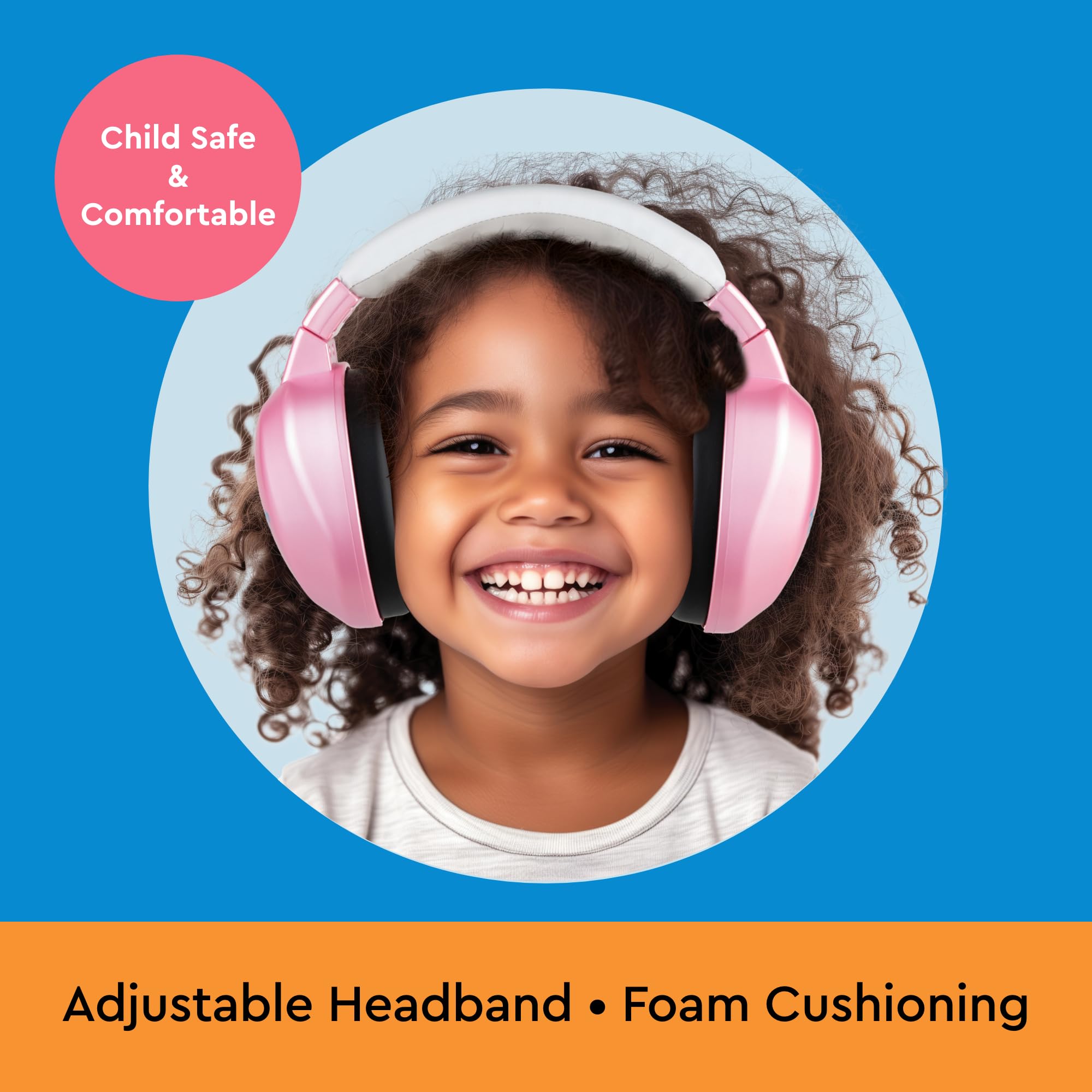 Lucid Audio HearMuffs pink headband closeup emphasizes soft foam cushioning and comfort.