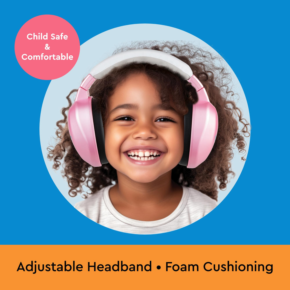 Lucid Audio HearMuffs pink headband closeup emphasizes soft foam cushioning and comfort.