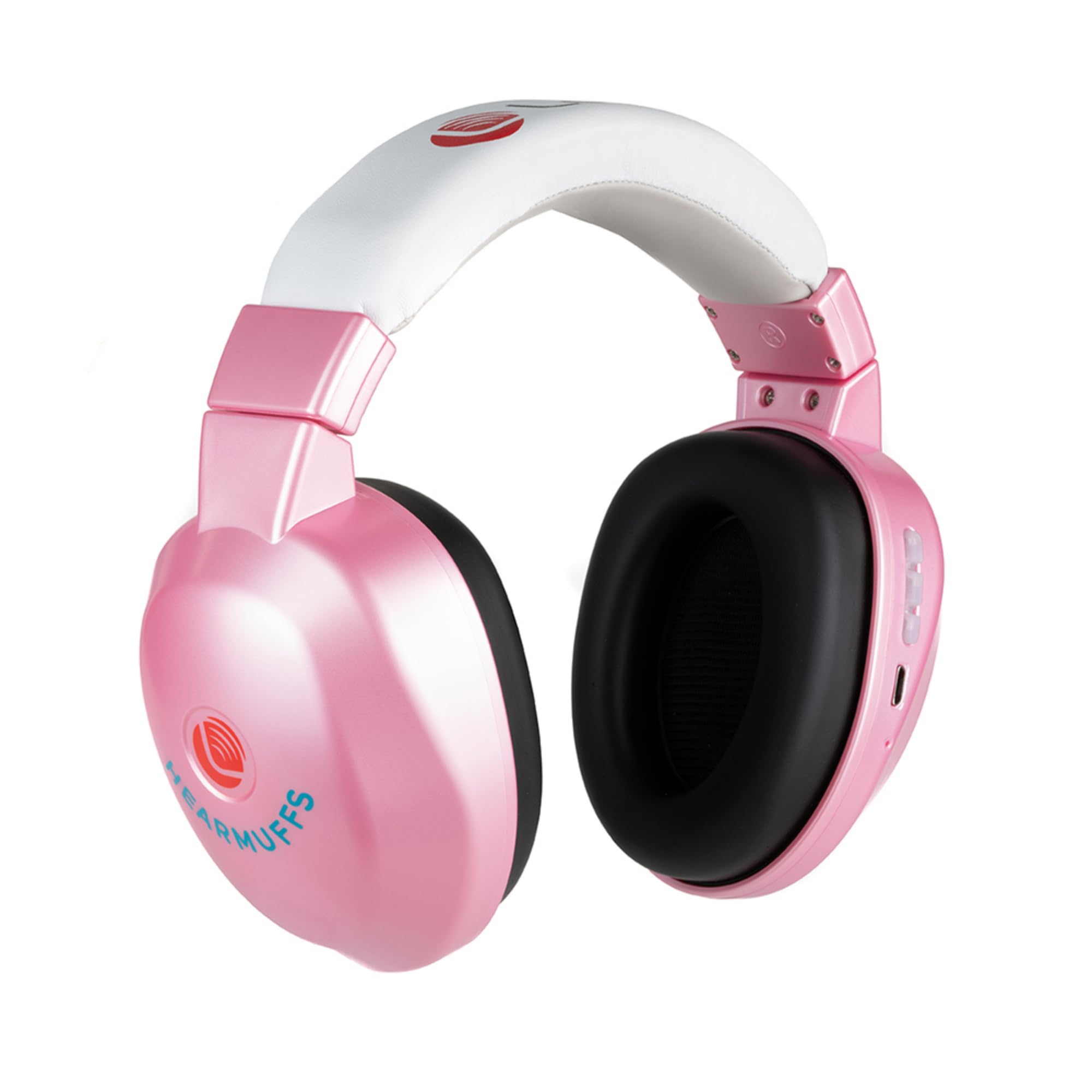Lucid Audio HearMuffs pink infant headphones provide safe, reduced-noise listening for busy environments.