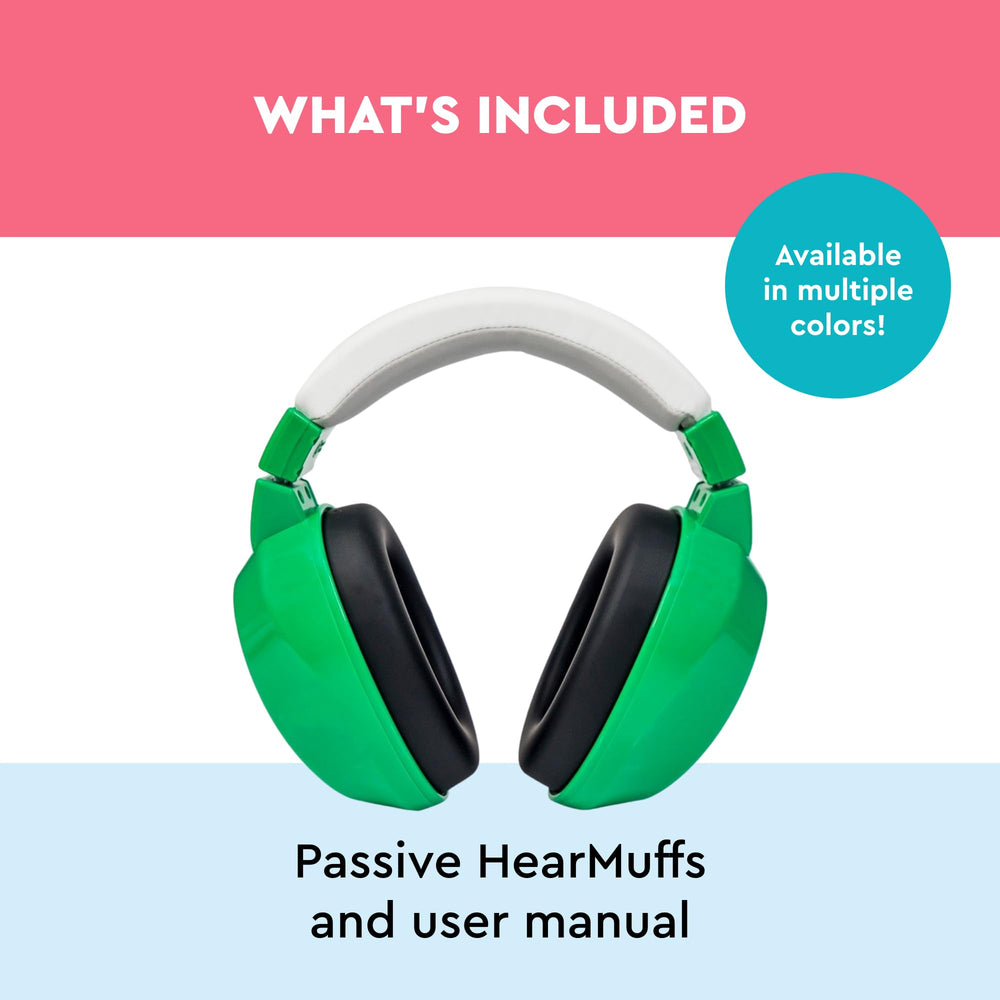 Lucid Audio Kids HearMuffs green adjustable-fit design grows with your child