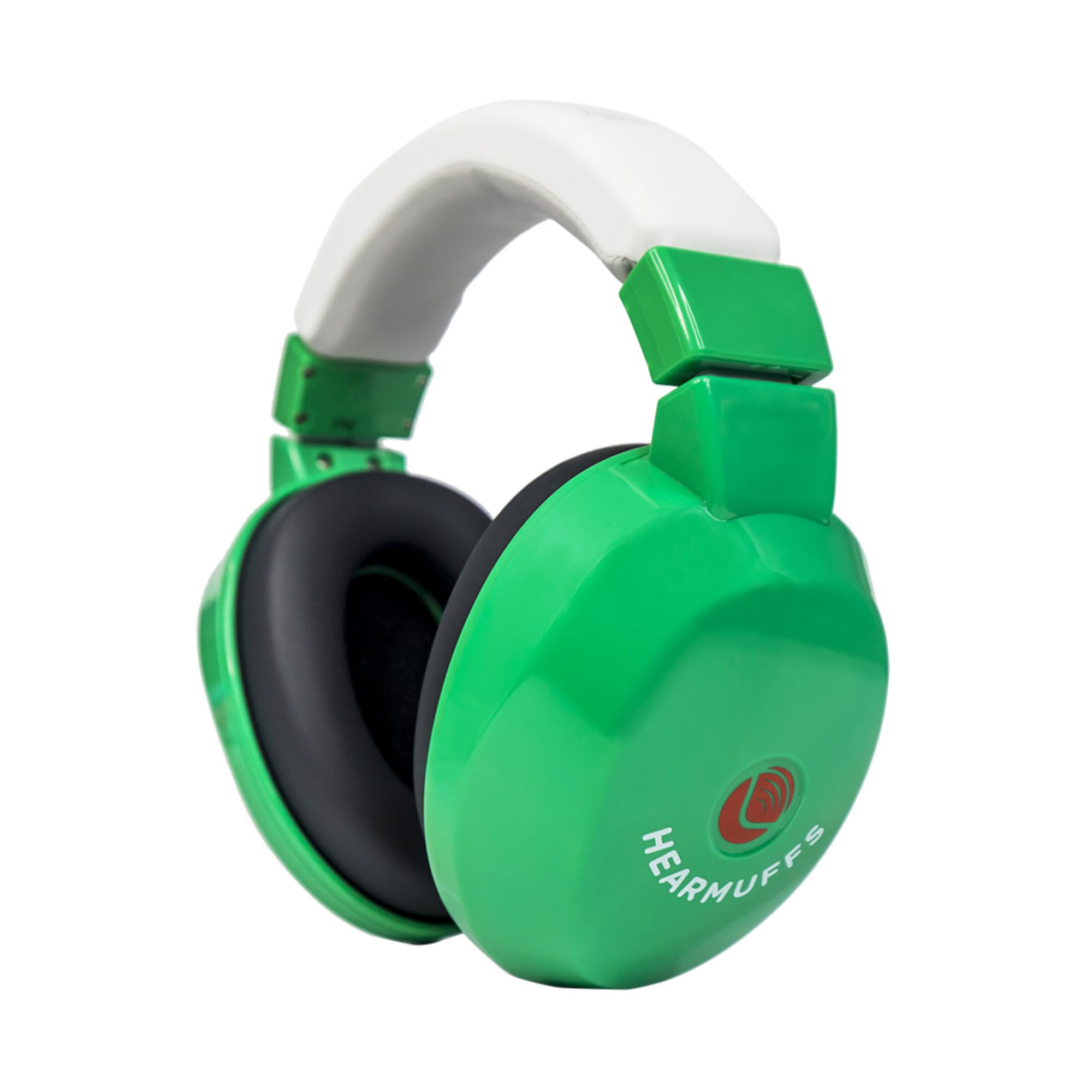 Lucid Audio Kids HearMuffs green on head reduce loud noises for safe events