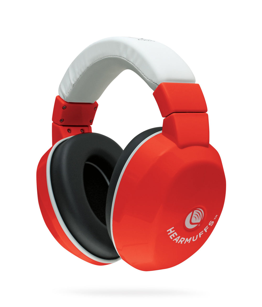 Lucid Audio Kids HearMuffs Red in box highlighting easy setup