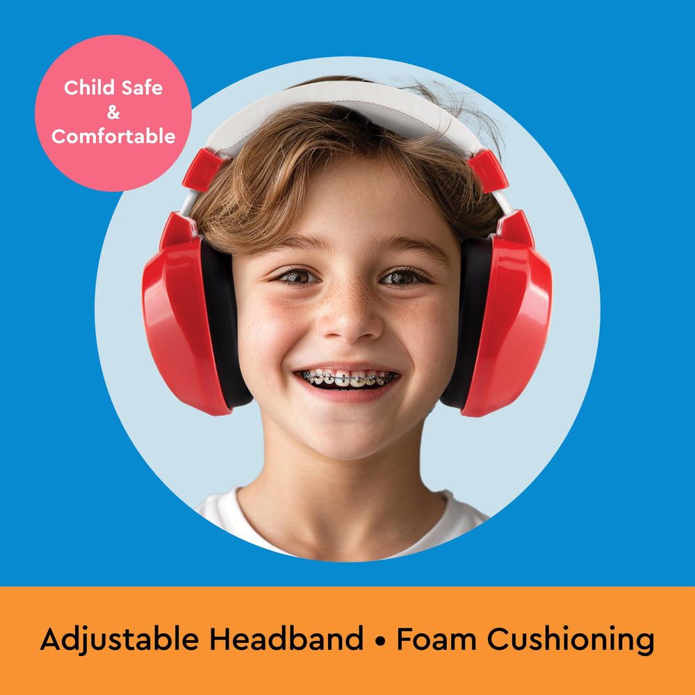Lucid Audio Kids HearMuffs Red side profile shows slim design