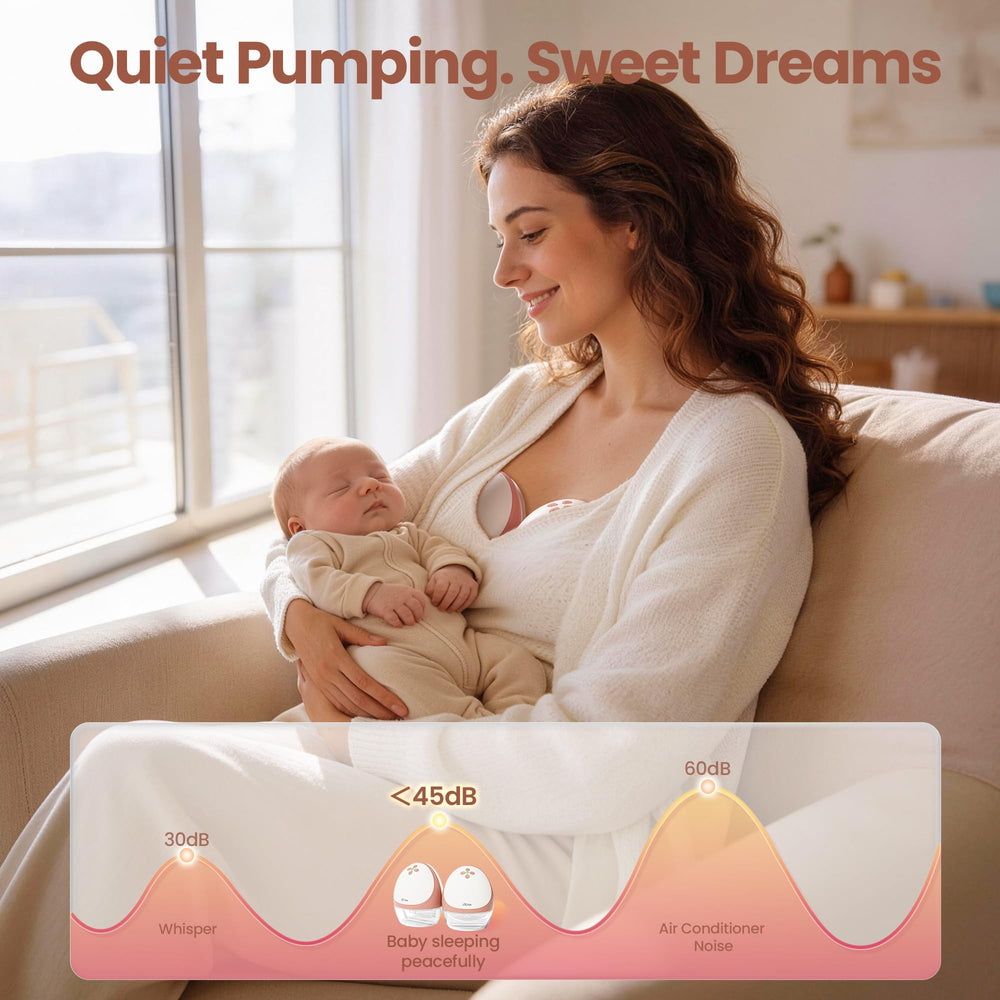 Lucina Baby ultra-quiet motor operates below 45dB for subtle pumping