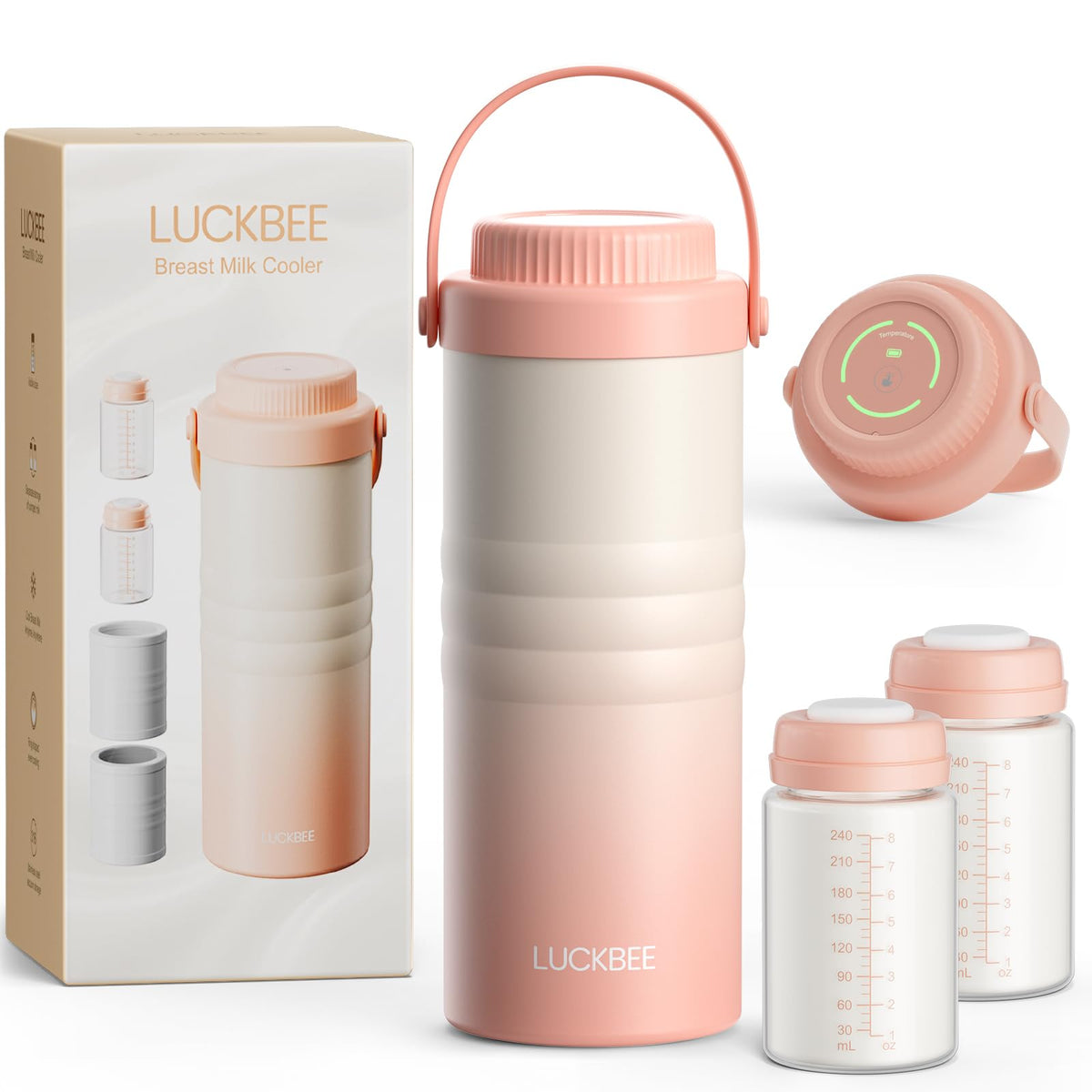 LUCKBEE 24H breast milk cooler front view for travel and on the go feeding