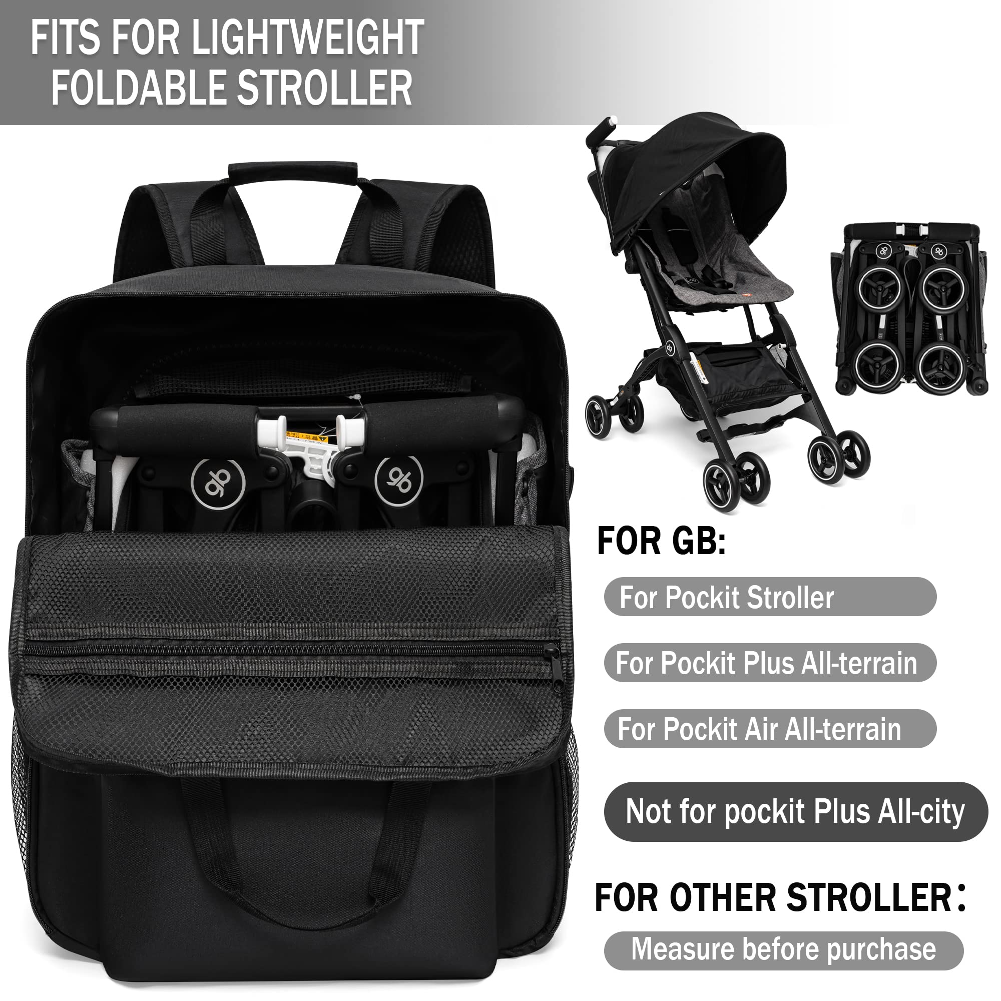 LUCKIPLUS main mesh pocket stores diapers and baby gear securely.