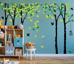 luckkyy five-tree décor wall sticker ideal for nurseries and living rooms
