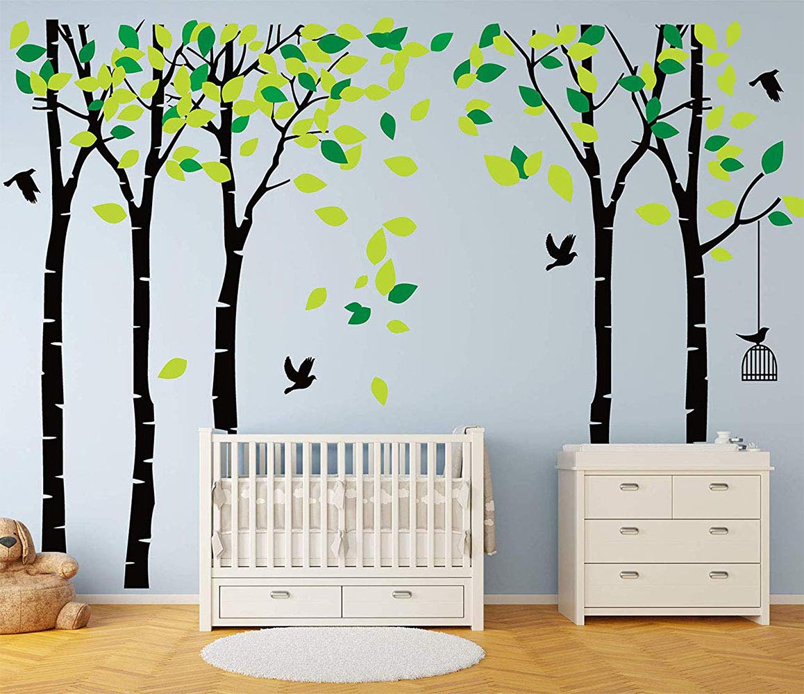 luckkyy black jungle tree mural adds cozy ambiance without paint