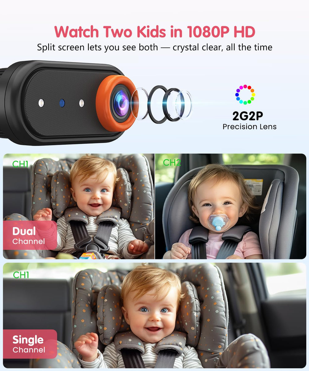 LUCKVIEW BM2 PRO dual camera switching lets you monitor two kids with one view.