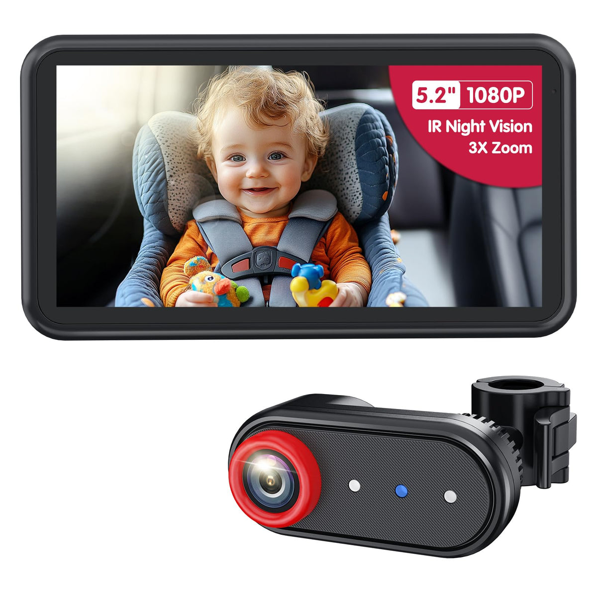 Luckview BM2A quick 3-step installation showing tool-free setup for the car camera