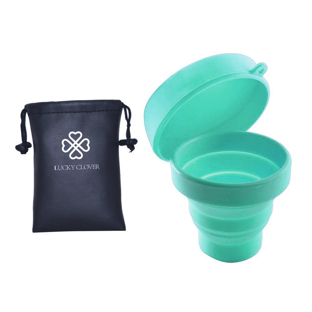 Lucky Clover collapsible cup clean-ready after use with soap and water.