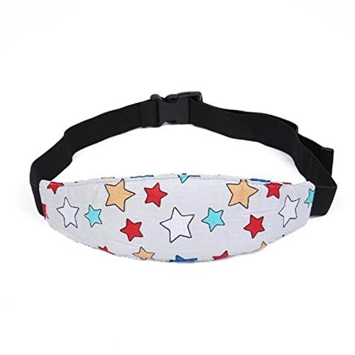 Luckyiren headband with adjustable buckle secures neck support during stroller trips.