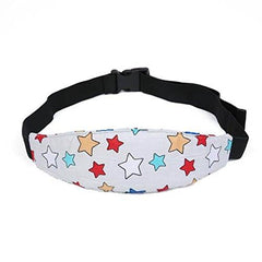 Luckyiren headband with adjustable buckle secures neck support during stroller trips.