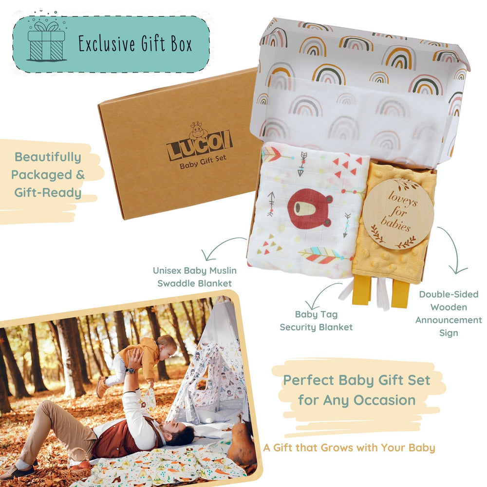 LUCOI sensory-tag-lovey highlights plush minky texture and soothing ribbons for self-soothing