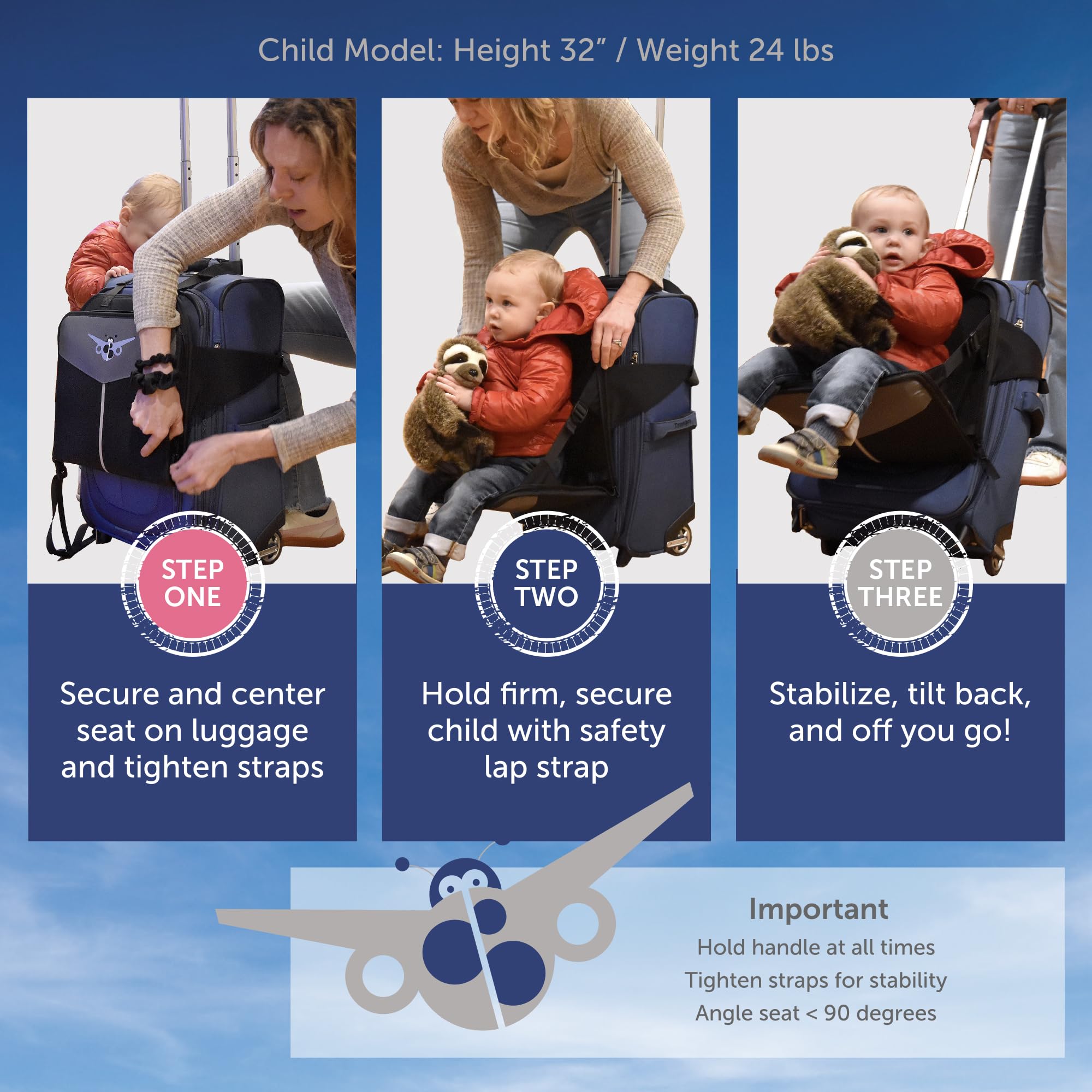 Lugabug travel seat back panel detail shows breathable mesh.