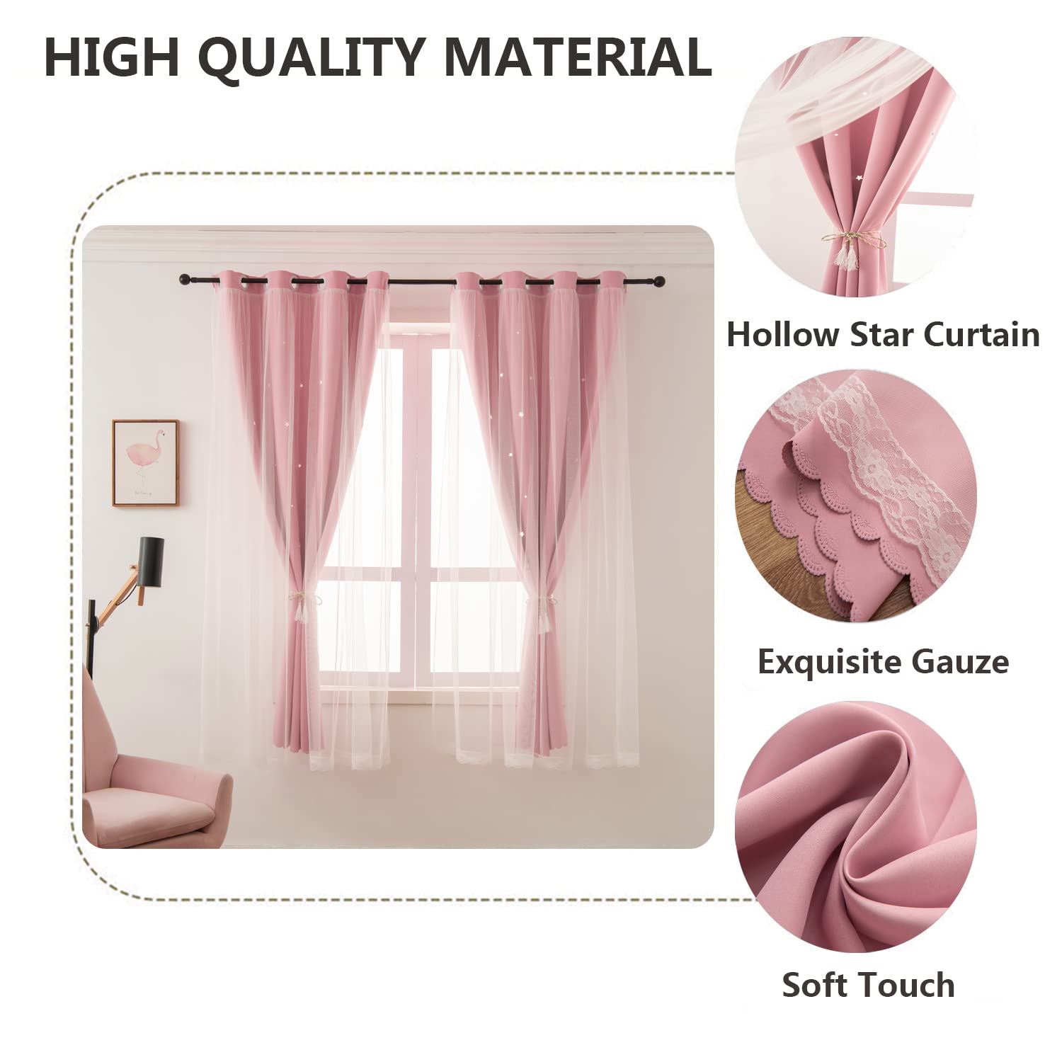 LUGOTAL pink star design filters sunlight into gentle, magical patterns.