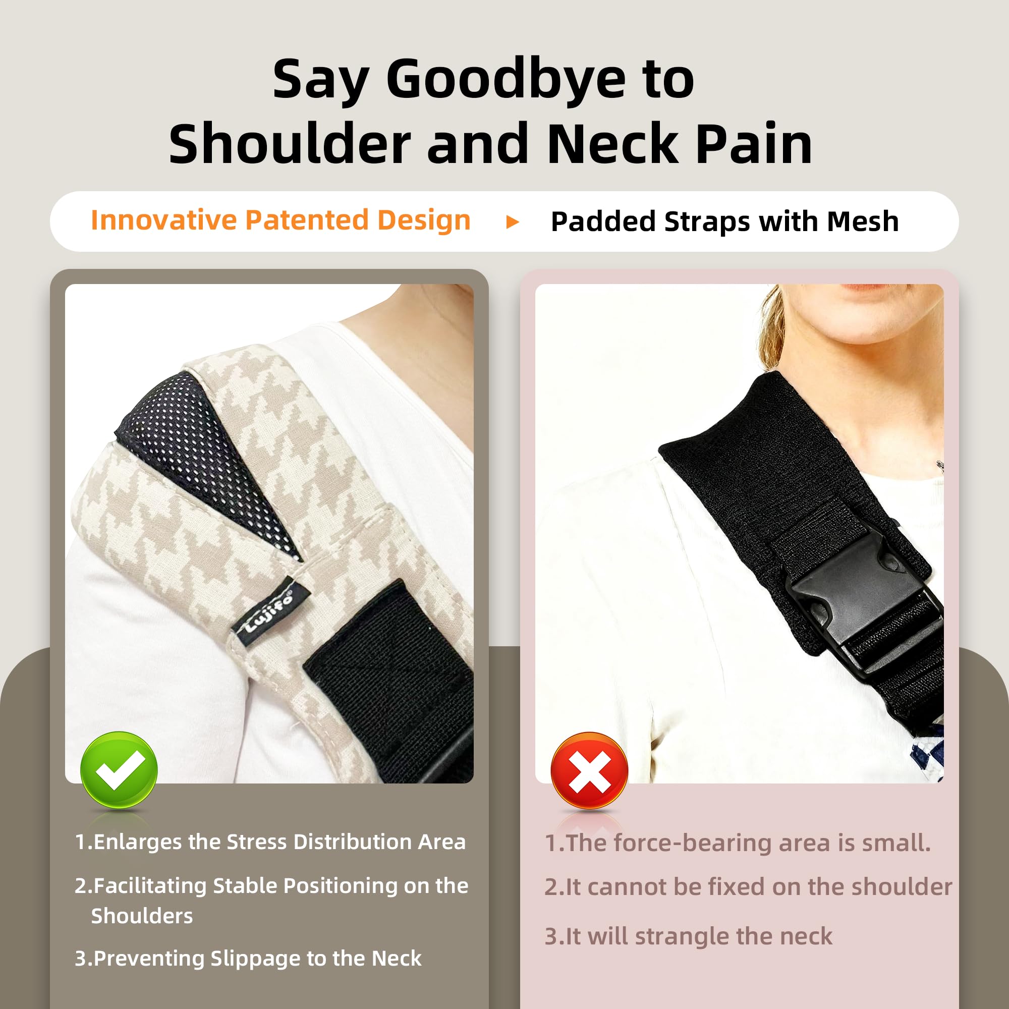 Lujifo front-and-back-adjustment buckles simplify sizing for caregivers.