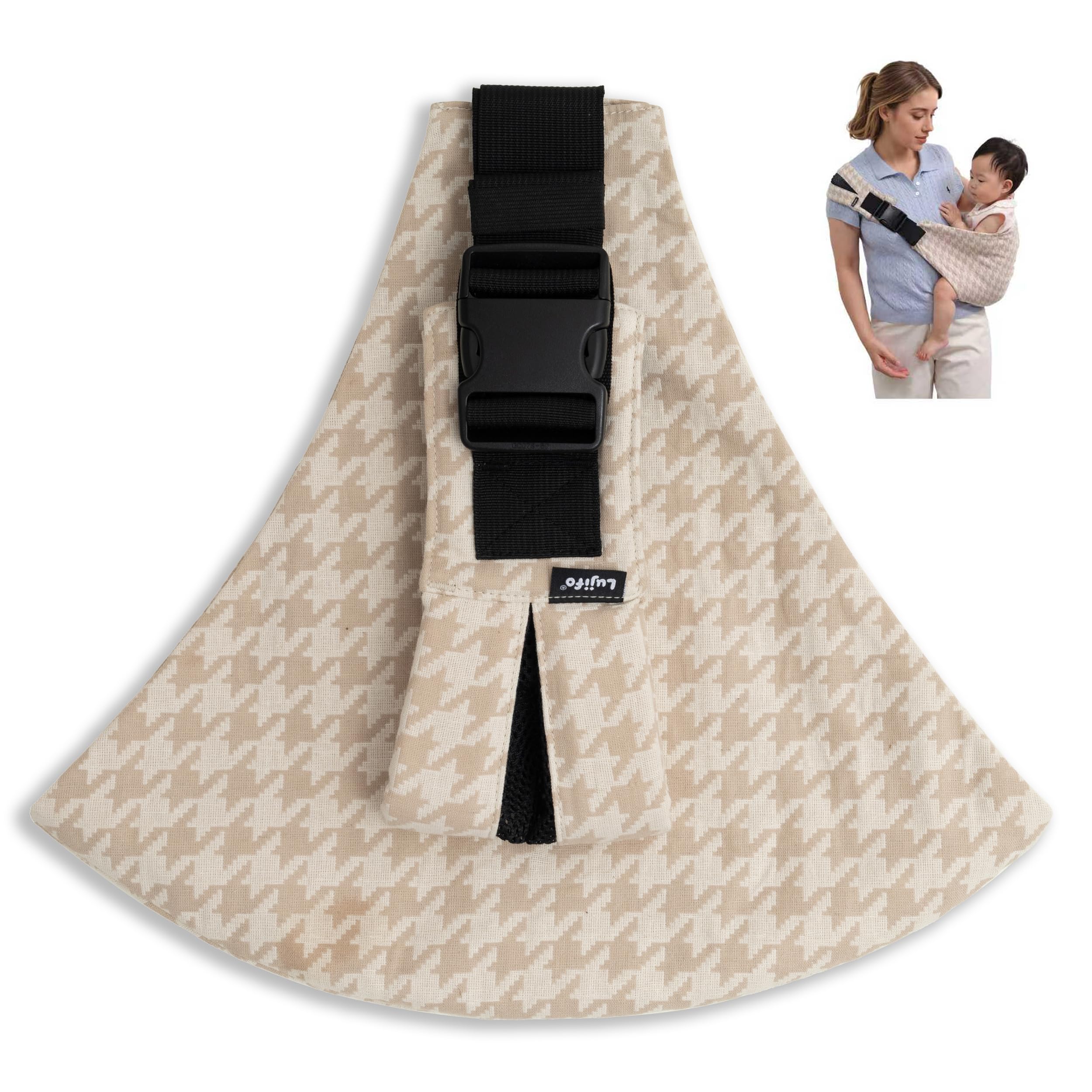 Lujifo baby sling front-wearing for hands-free outings with a comfy toddler.