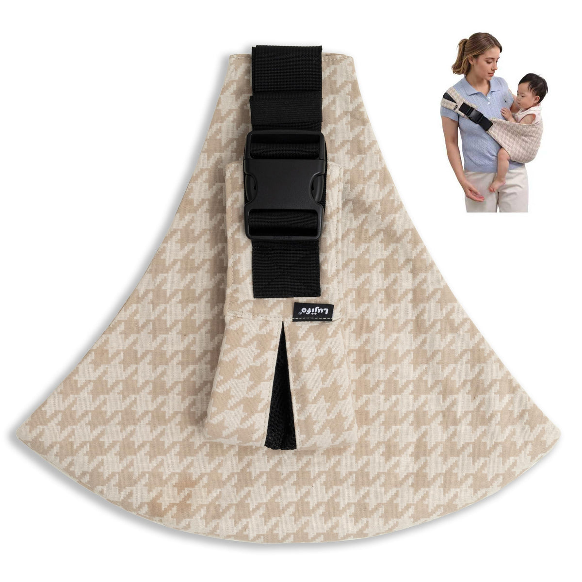 Lujifo baby sling front-wearing for hands-free outings with a comfy toddler.