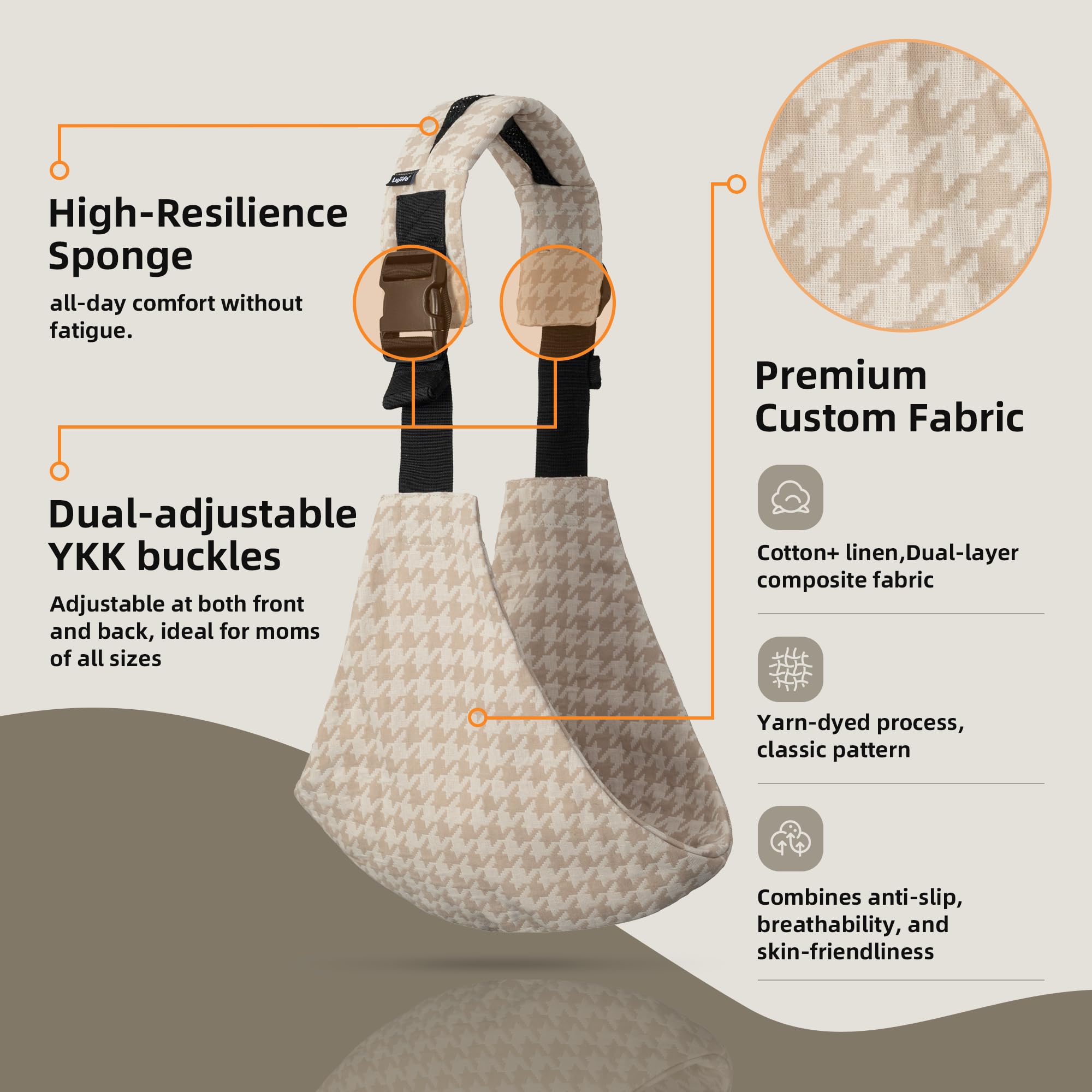 Lujifo sling soft cotton-linen blend for breathable, cozy carry.