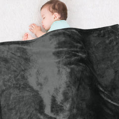 Lukeight baby blanket, reversible silky and plush sides for cozy warmth.