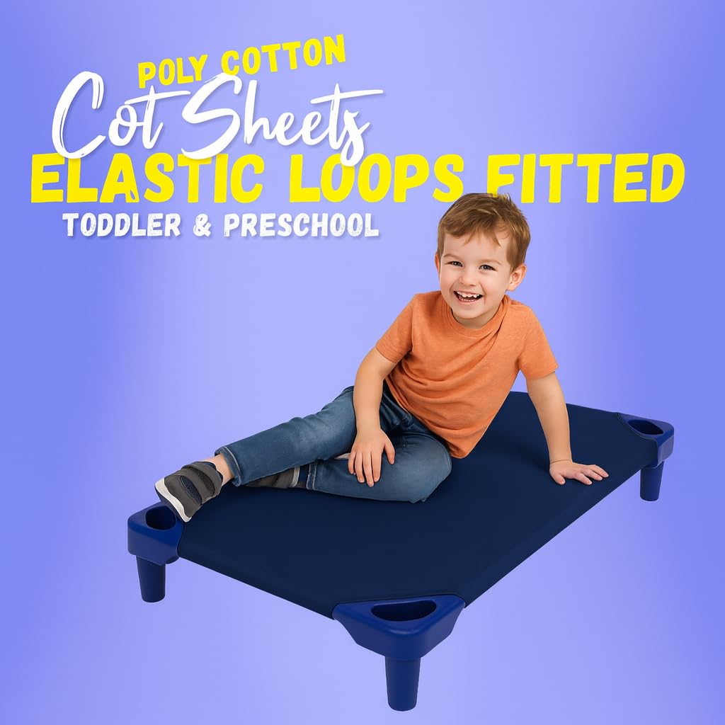 Lukeville daycare cot sheet in navy blue, breathable microfiber comfort