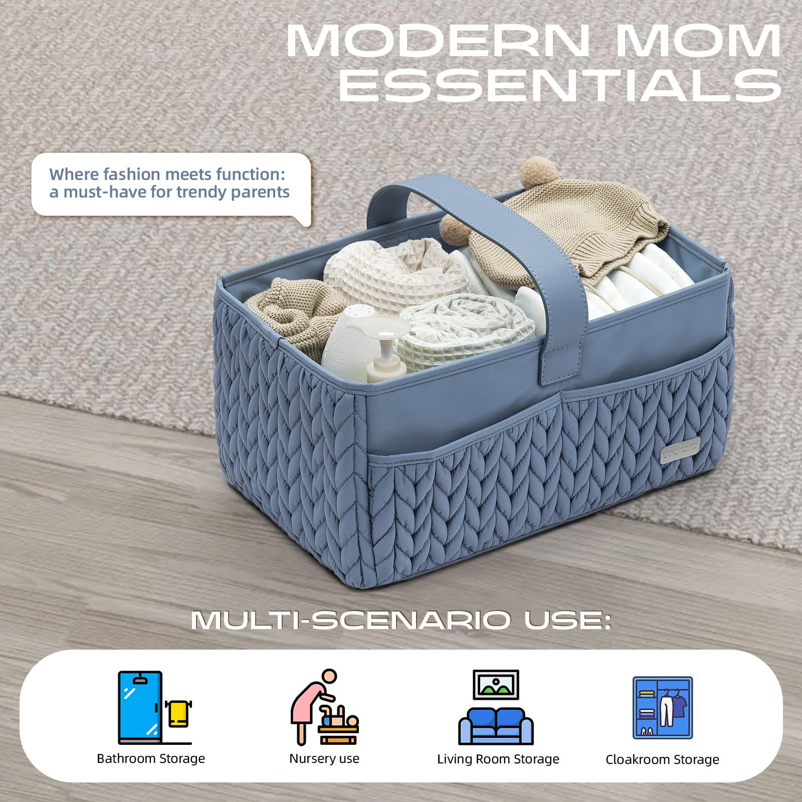 LUKJOJO ash blue caddy includes built-in divider for organized separation