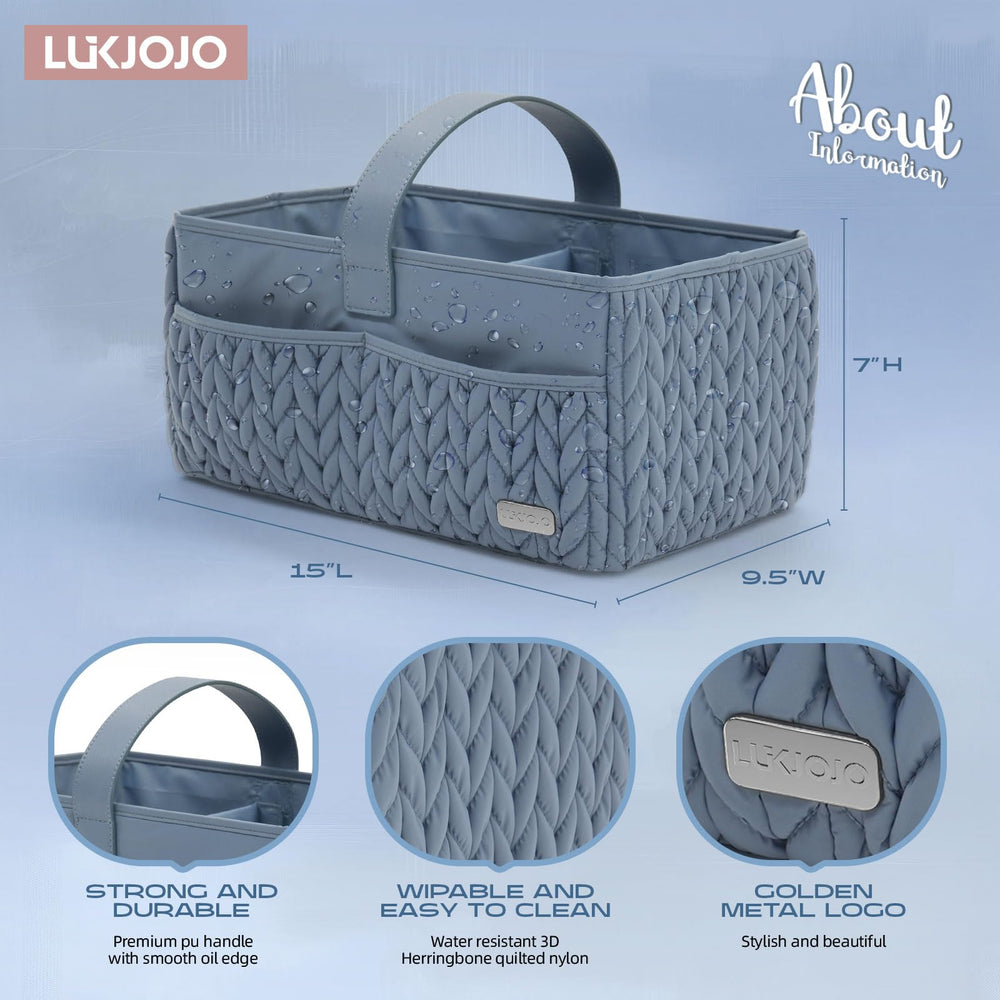 LUKJOJO ash blue caddy side pockets hold wipes and creams