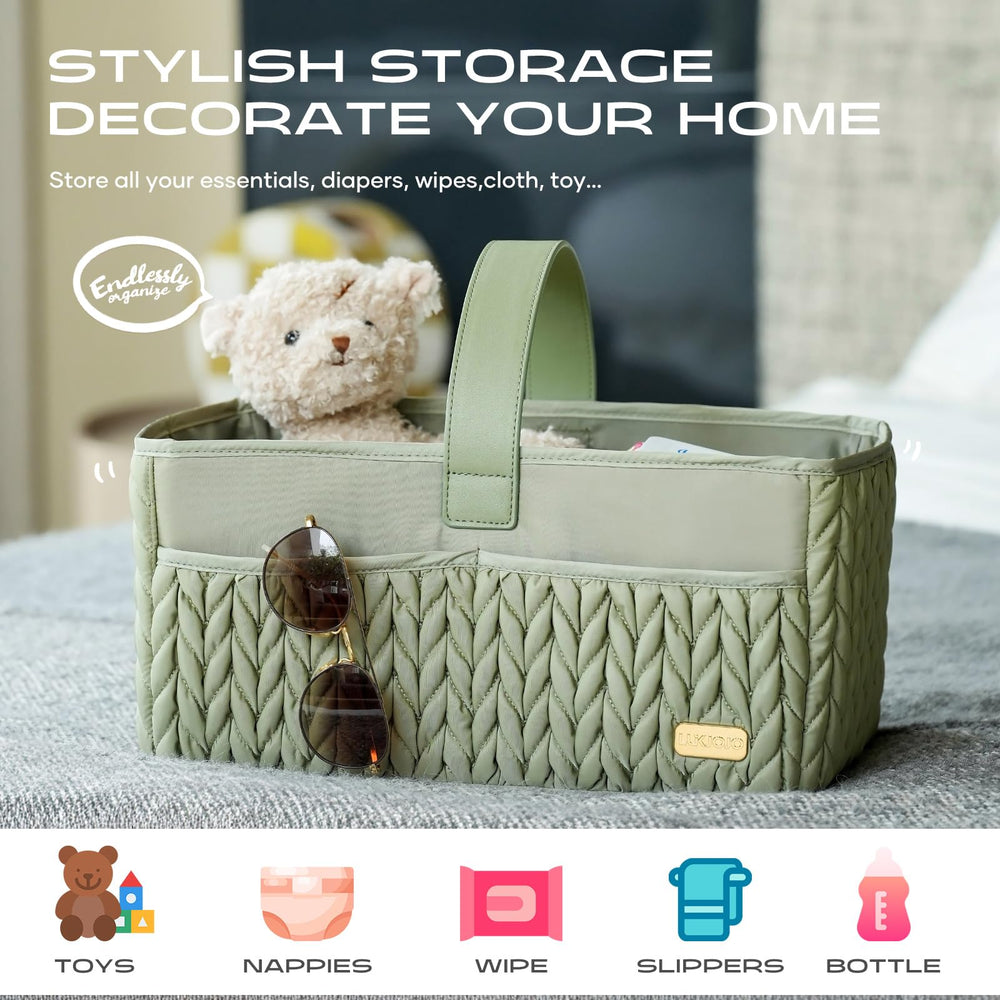 LUKJOJO foldable diaper caddy designed for compact storage and travel ease