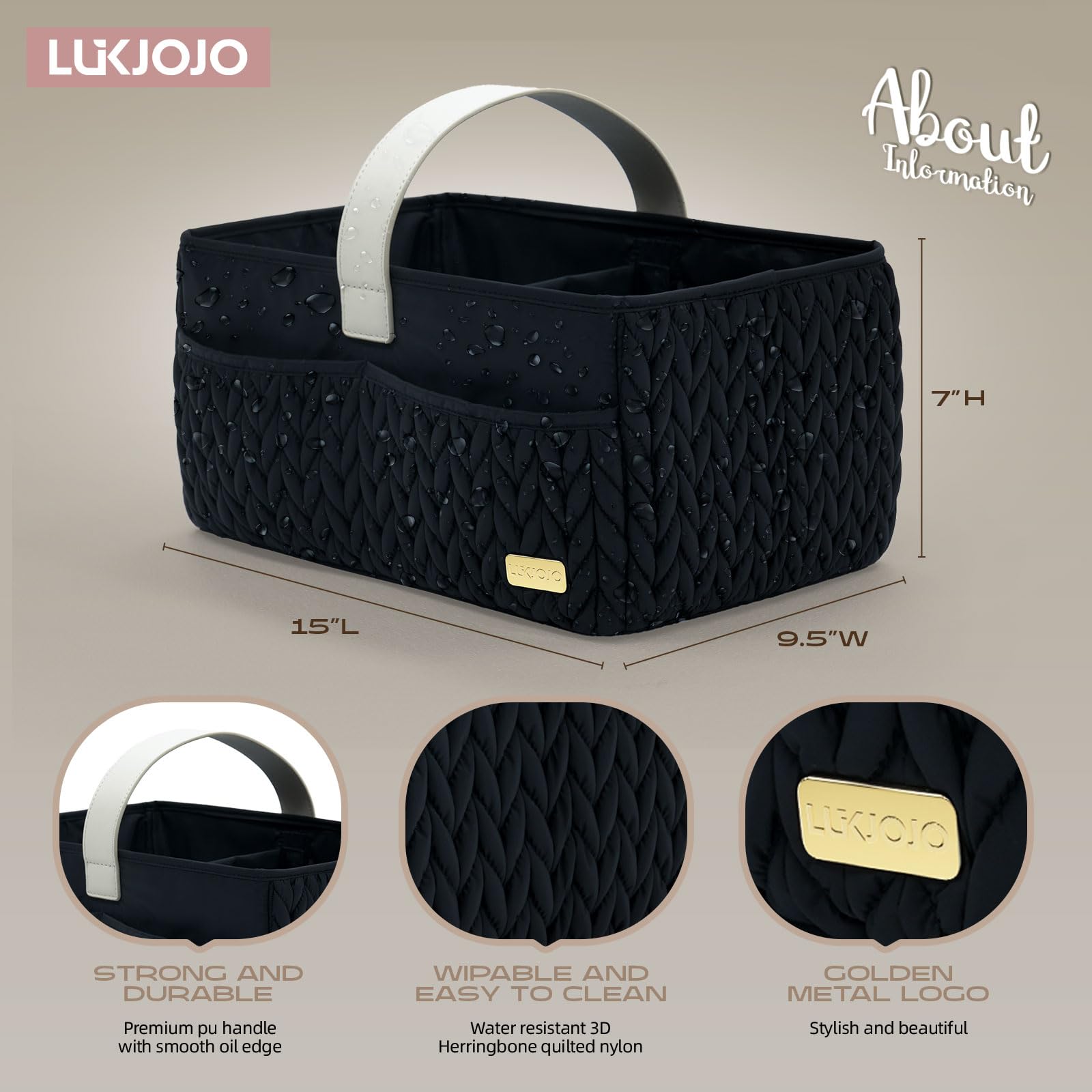 LUKJOJO Diaper Caddy foldable-design easy transport and compact storage