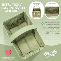 LUKJOJO diaper caddy features leather handle for comfortable carrying