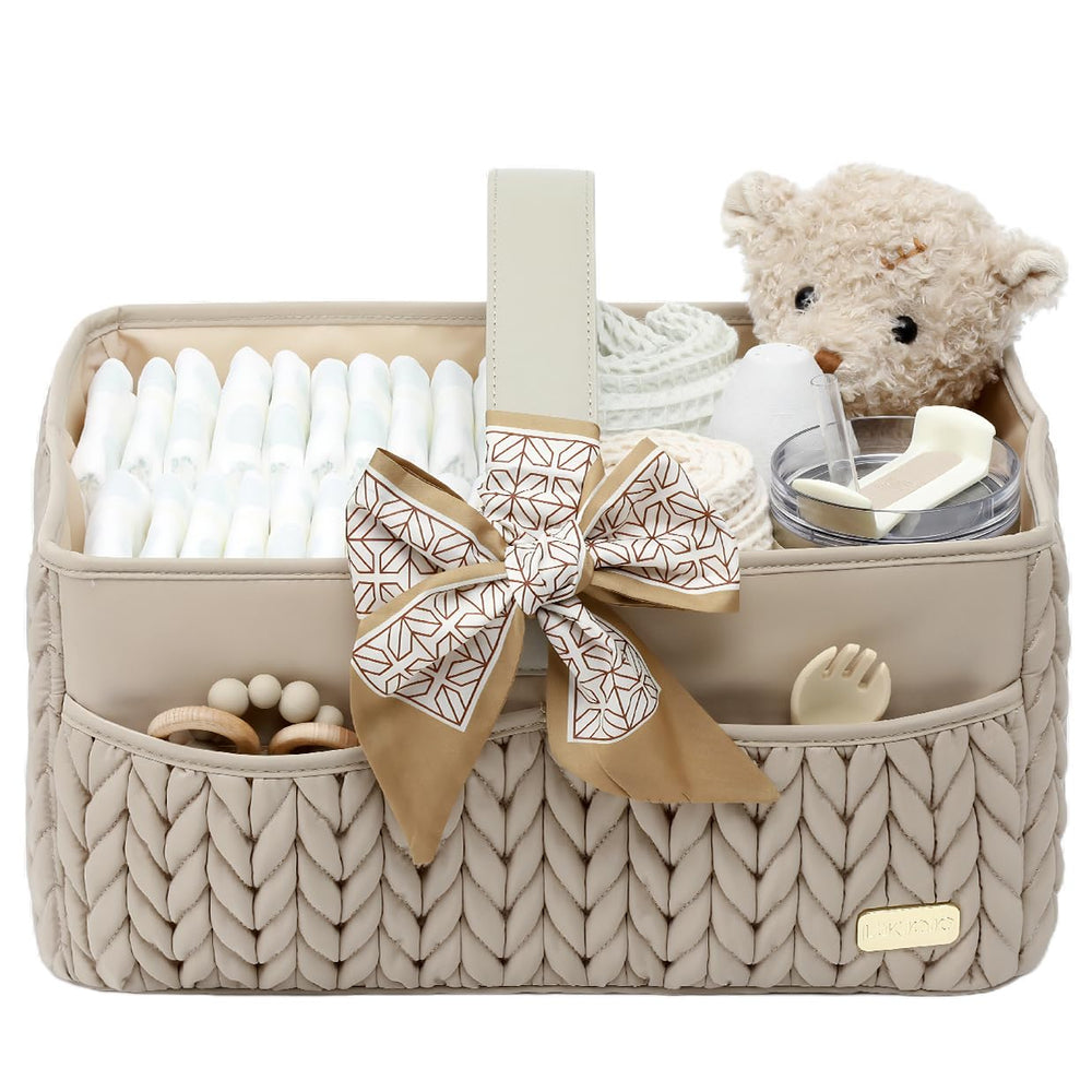 LUKJOJO luxurious baby diaper caddy beige for stylish nursery organization