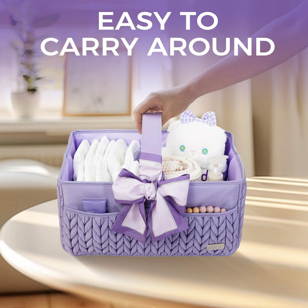 LUKJOJO built-in divider and pockets help organize bottles, wipes, and clothes.