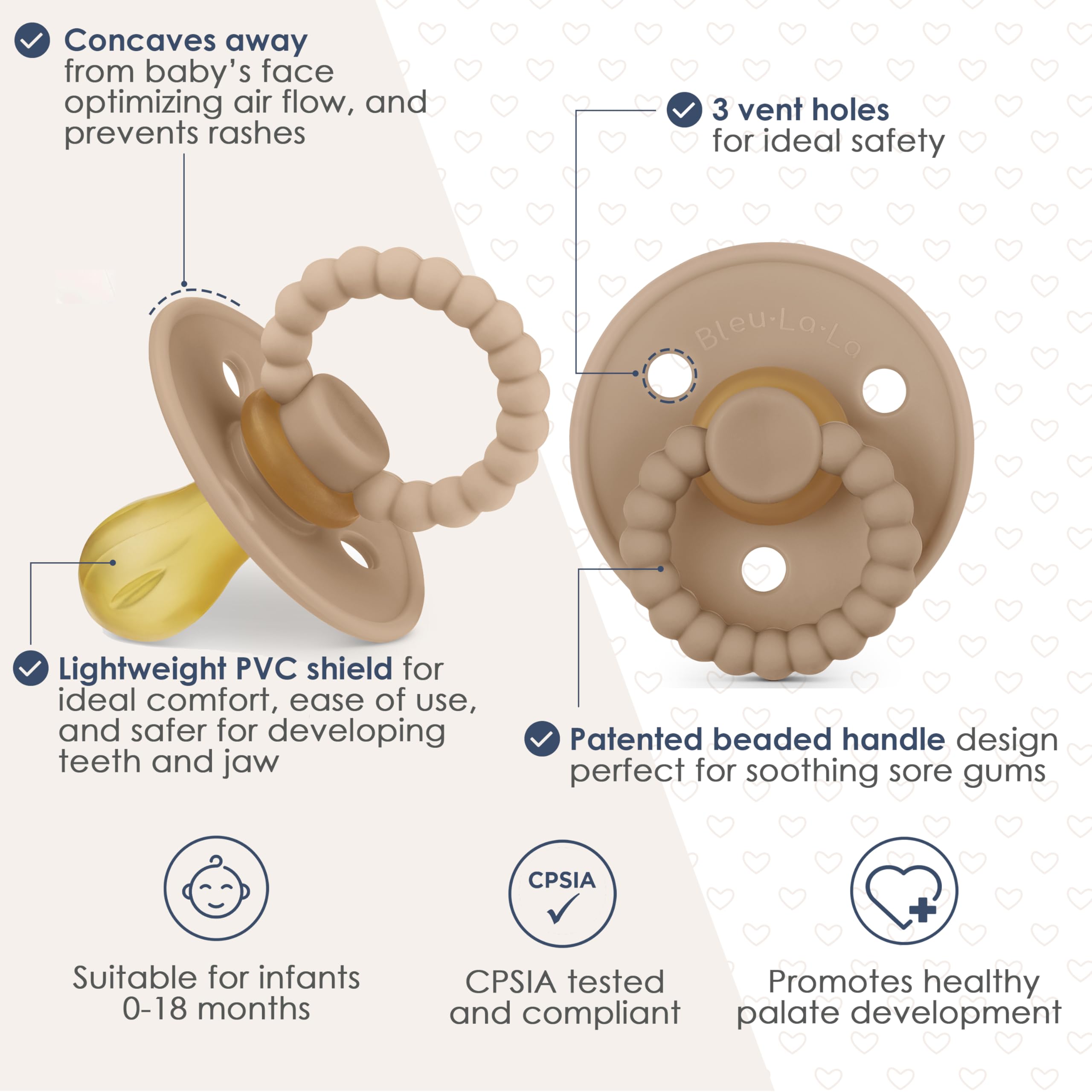 Bleu La La Luladream pacifier features proven nipple shape for comfortable use