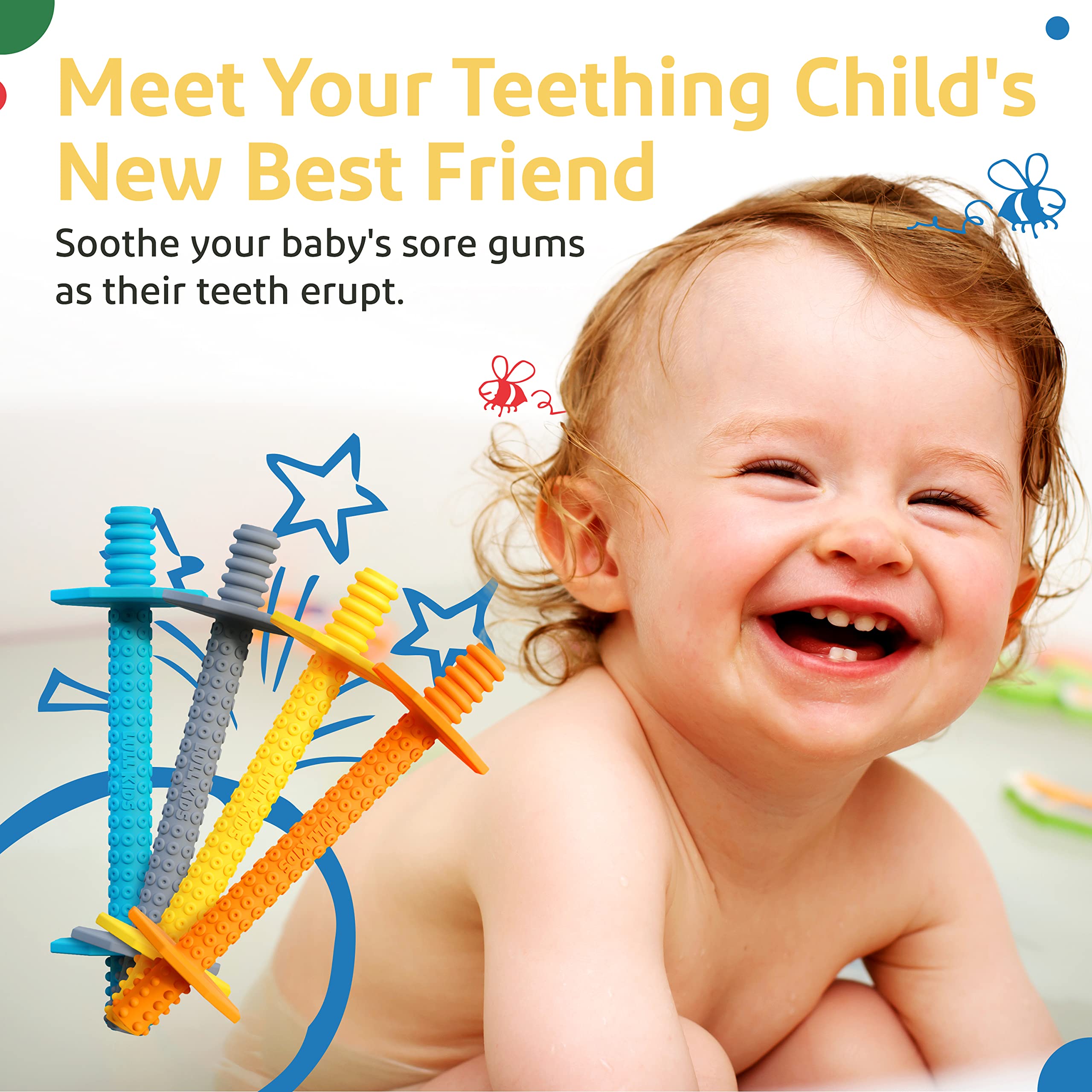 Lull Kids teething tube with varied textures; engaging mouth exploration