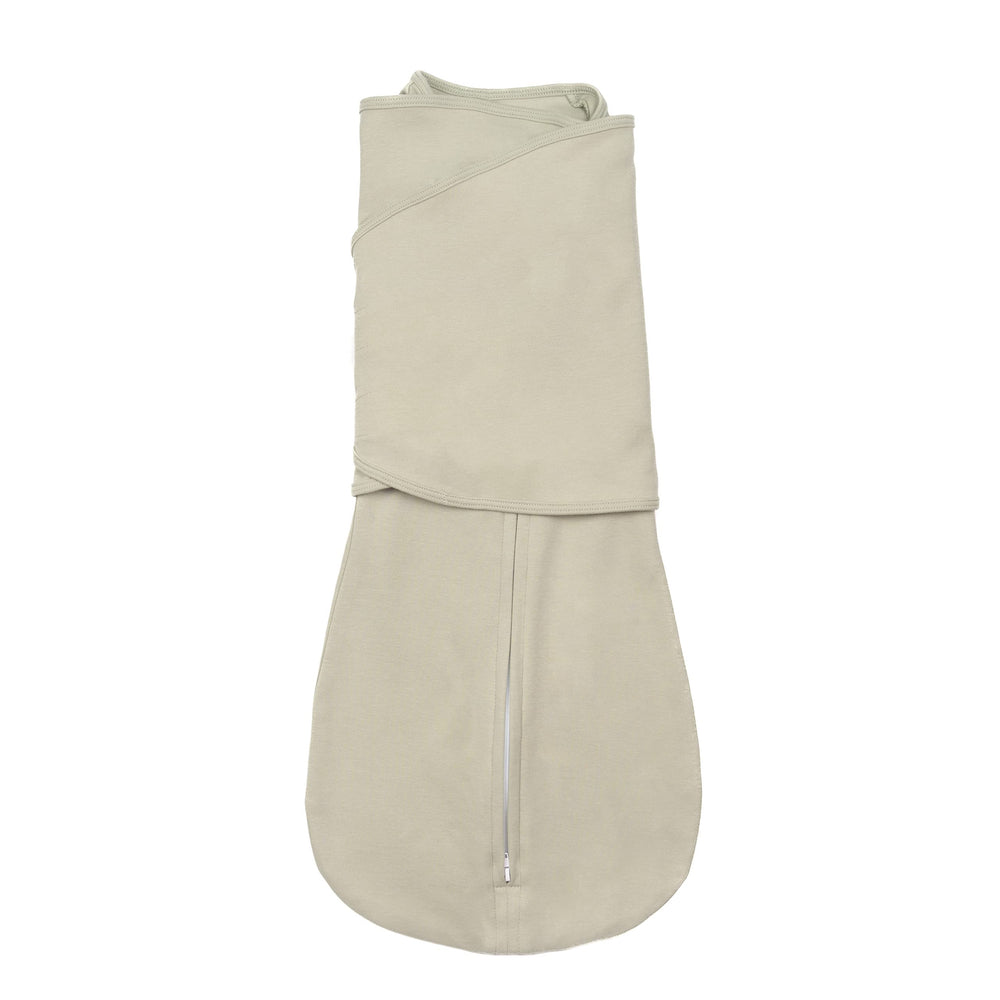LullaBaby Double Dream Swaddle in desert sage front view showing dual wings for secure sleep