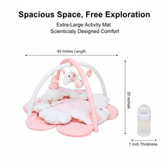 Lullaby Cotton flat activity mat in pink dog style supports varied play