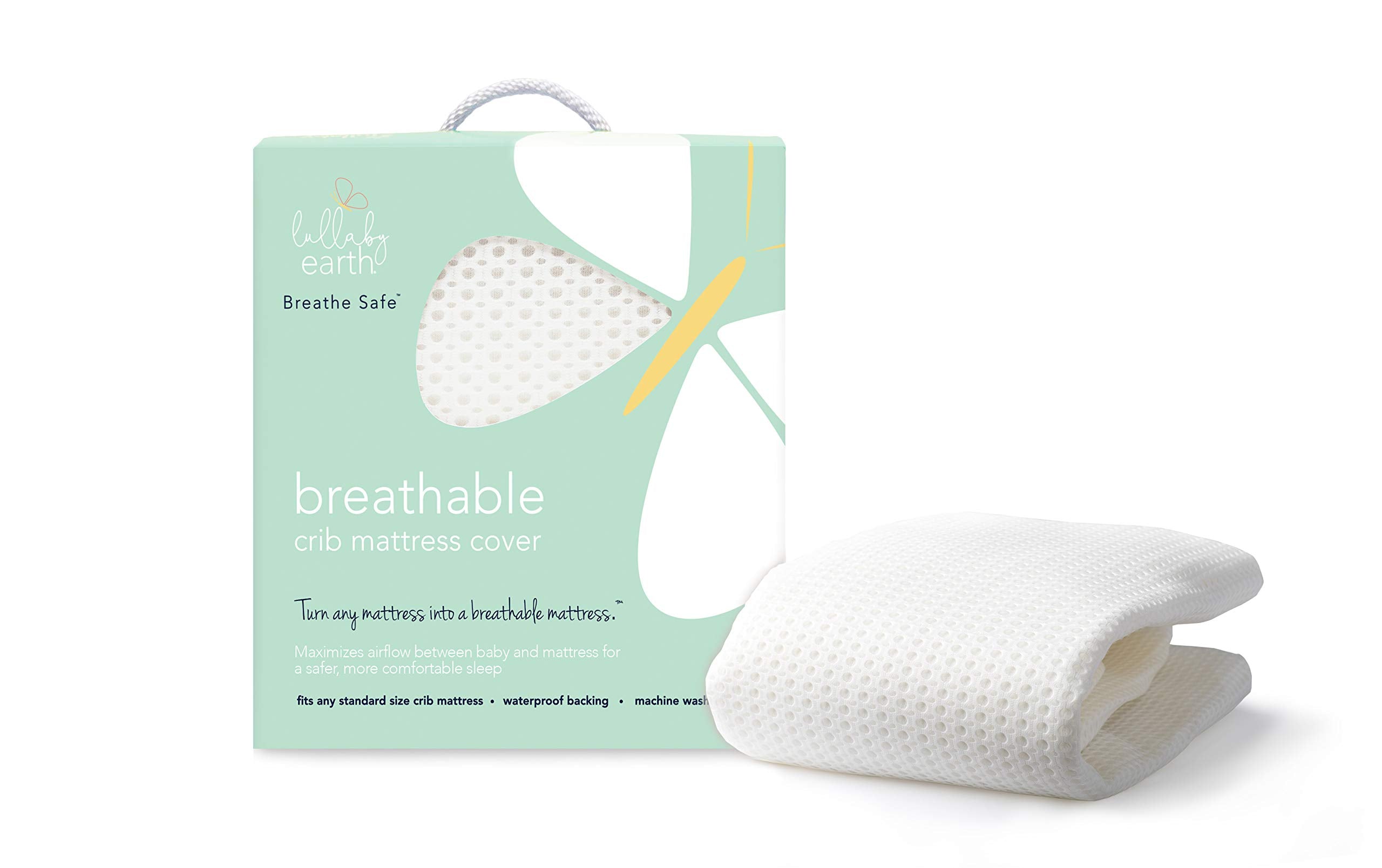 Lullaby Earth Breathe Safe pad closeup showing breathable fabric for baby comfort