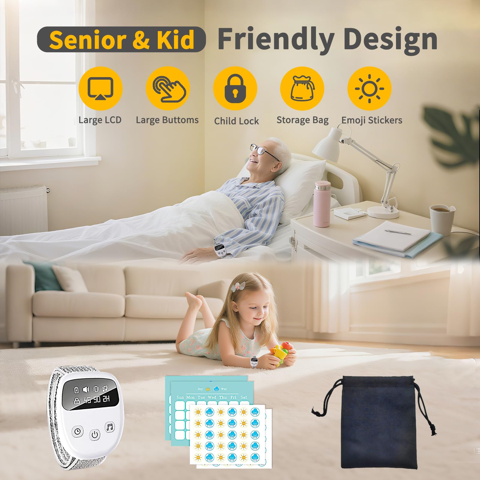 Lultrloyra dual-mode alerts offering vibration or sound for quiet nights.