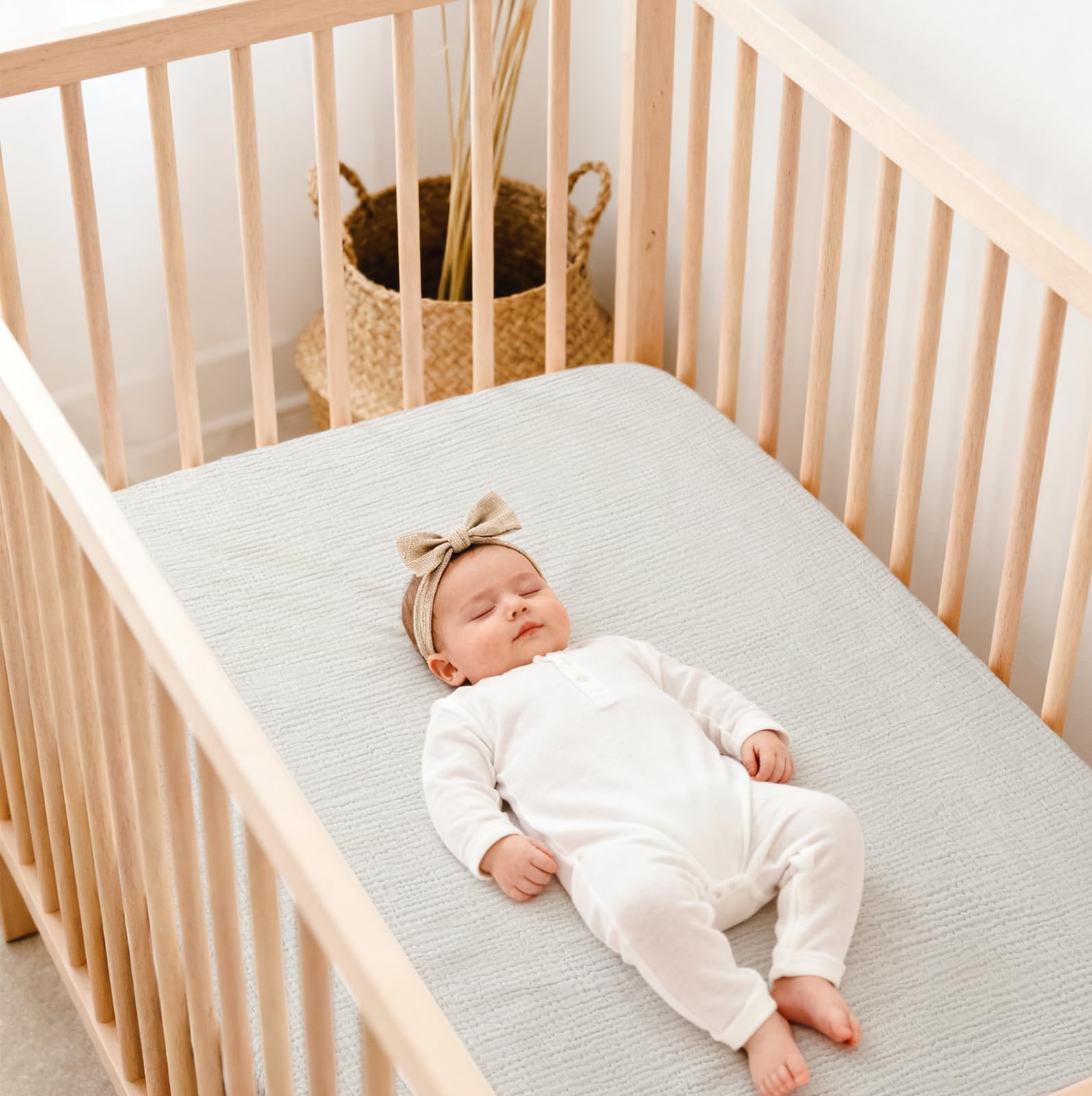Lulu Moon crib sheets nine-inch pockets ensure snug mattress grip.