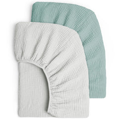Lulu Moon Muslin crib sheets closeup weave for breathable baby comfort.