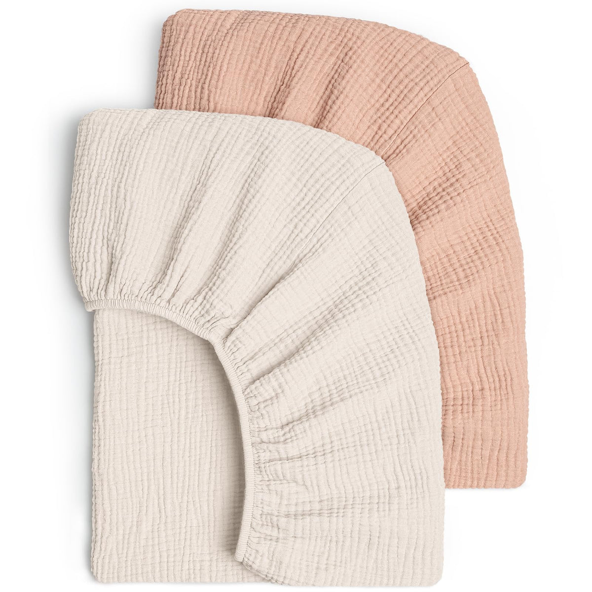 Lulu Moon muslin crib sheets close-up showing soft cotton texture for gentle sleep.
