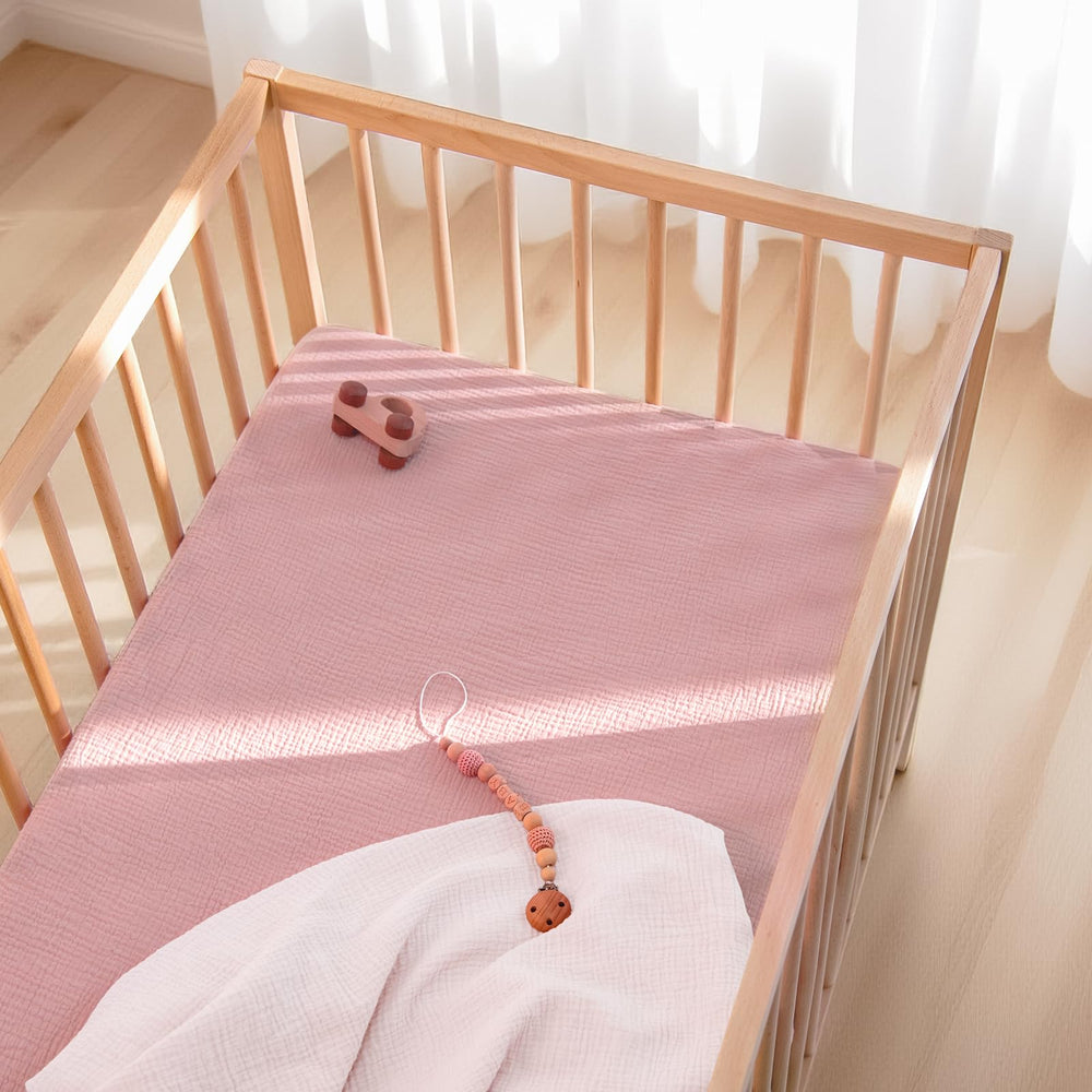 Lulu Moon Muslin Crib Sheets fitting a standard crib mattress (28x52x9)