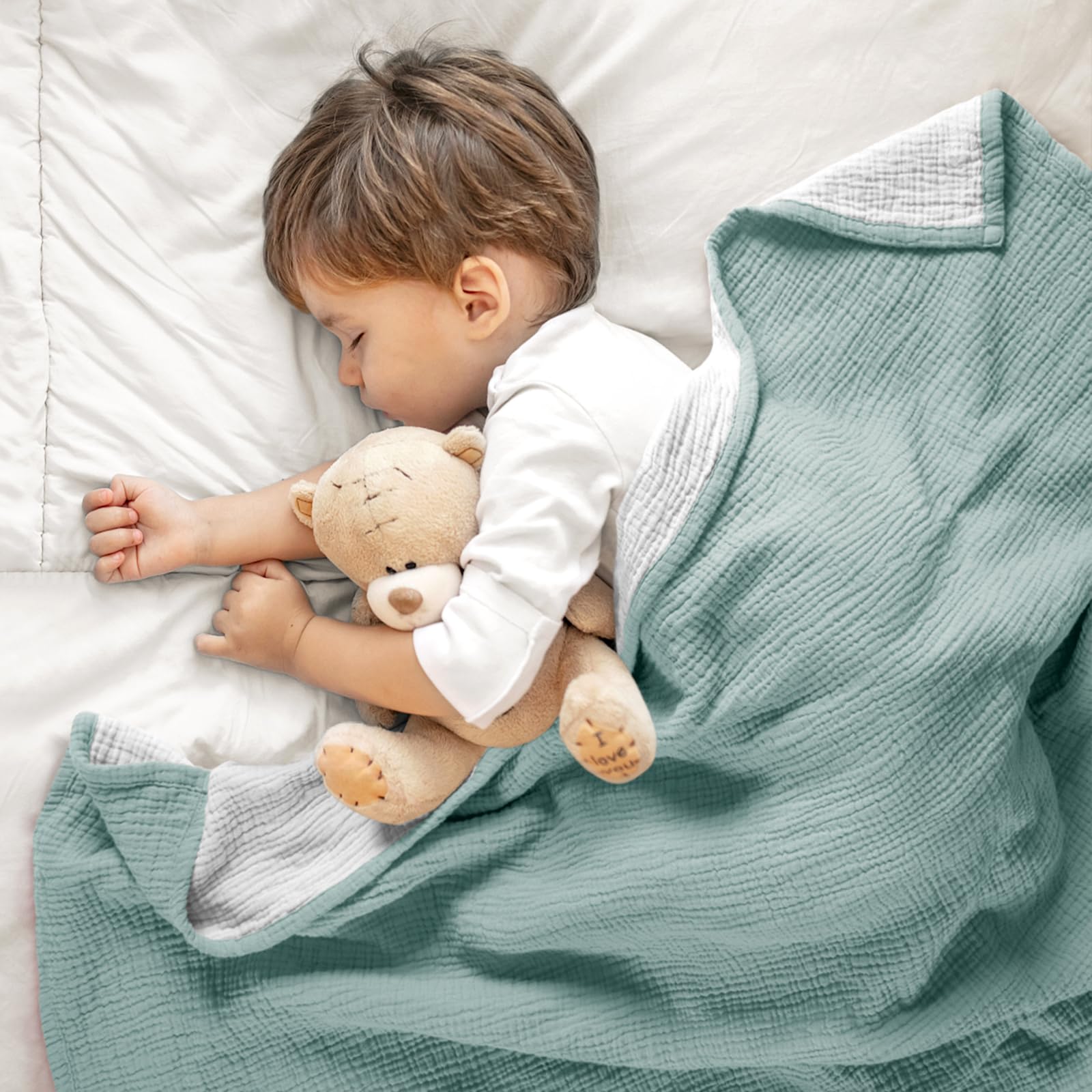 Lulu Moon reversible sage blanket with two sides for nursery styling