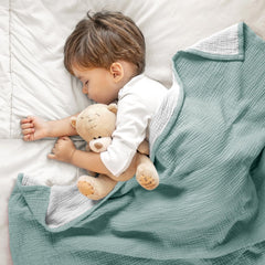 Lulu Moon reversible sage blanket with two sides for nursery styling