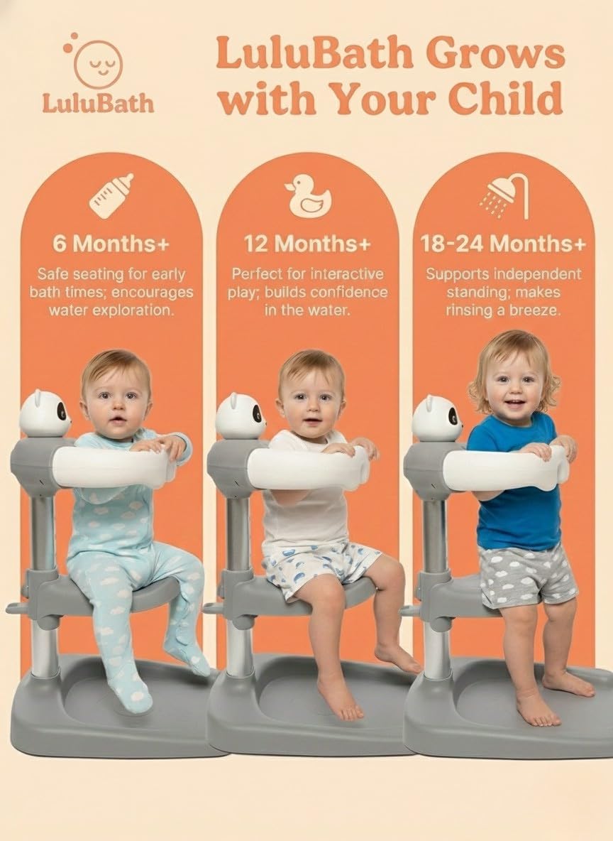 LuluBath height-adjustable stand grows with your child