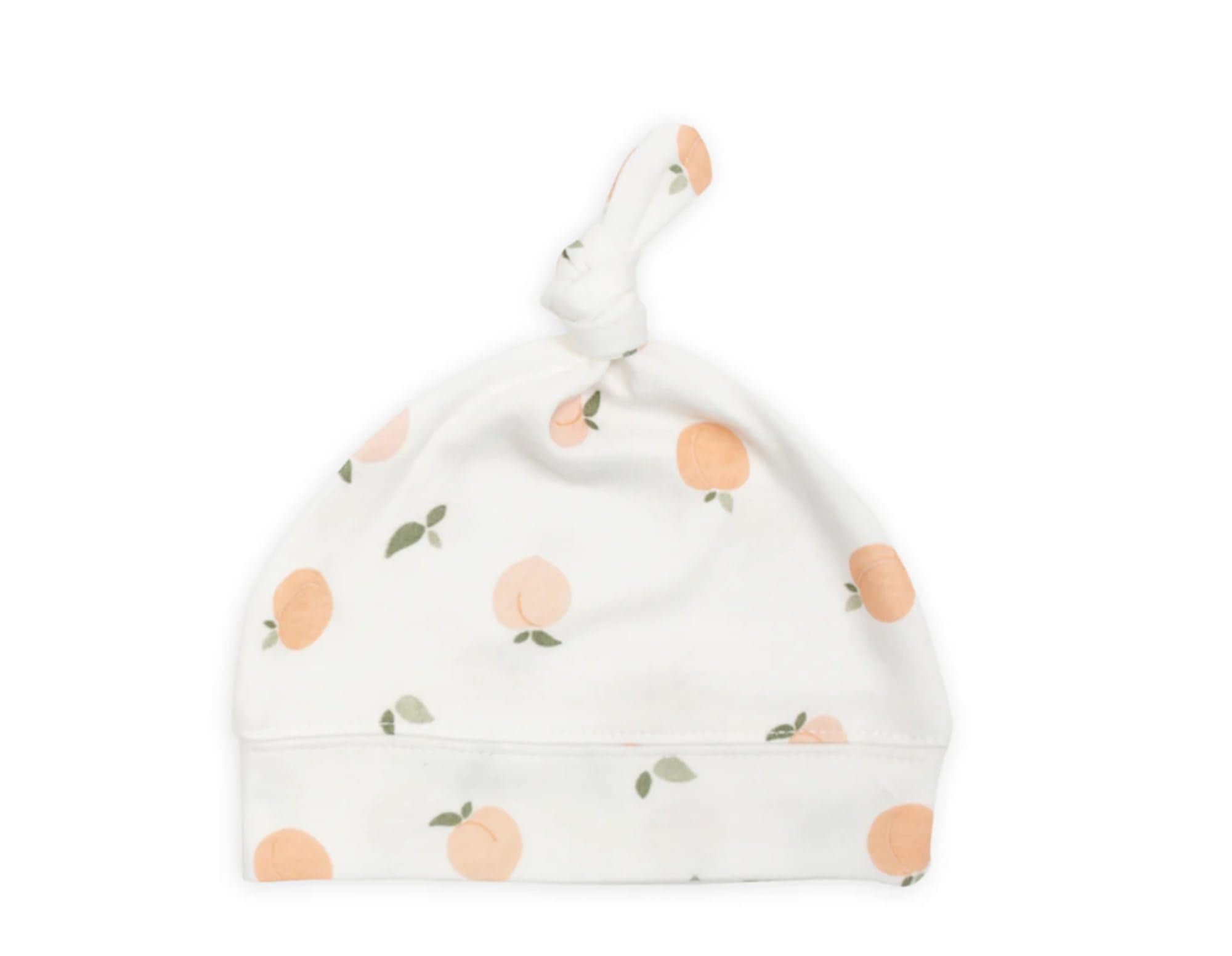 Lulujo adjustable-bamboo-jersey-hat demonstrates easy fit for newborns and photo moments.