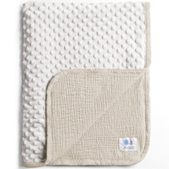 Lulumoon muslin-front baby blanket in ivory for newborn comfort.
