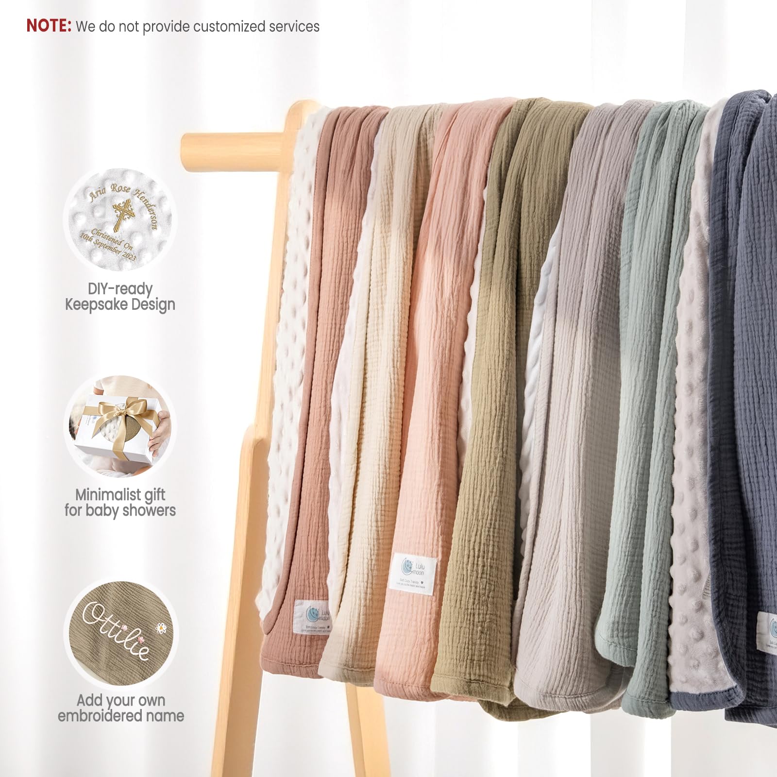 Close-up of Lulumoon olive blanket showing plush minky texture for soothing moments.